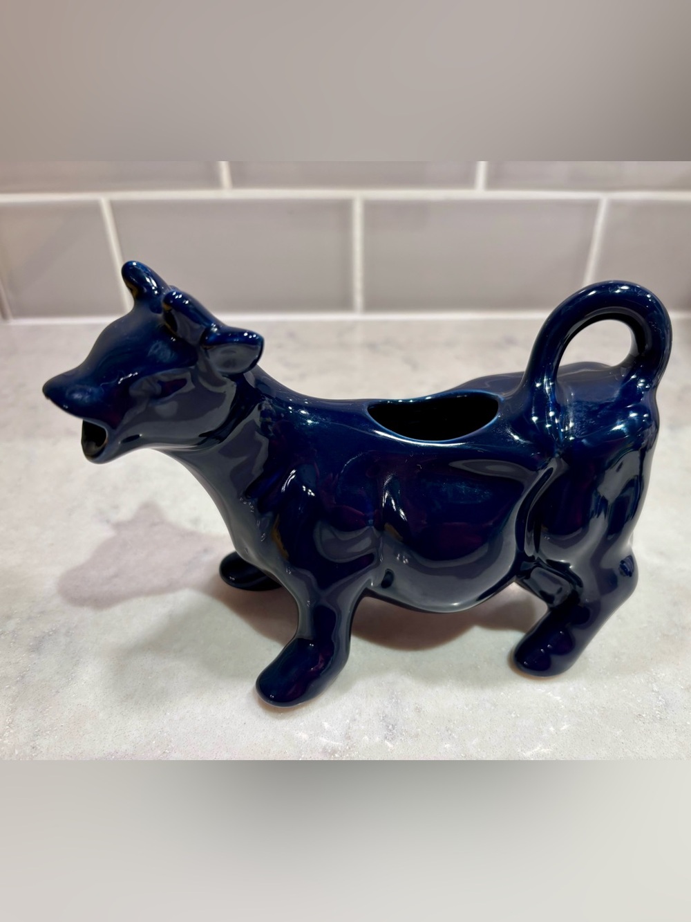 Ceramic Cobalt Blue Cow Creamer